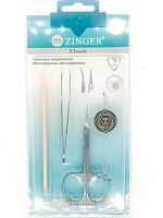 ZINGER Набор SIS-29-1-S деревянная палочка+ ножницы маникюрные+пинцет