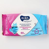 AURA TROPIC COCKTAIL Влажные салфетки с антибактериальным эффектом big-pack 60шт