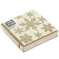 Салфетки Bouquet de Luxe 24х24 3 слоя 25л "Снегопад Золото" 15шт/уп