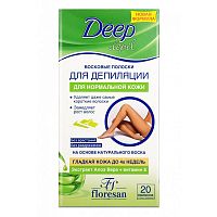Deep Depil арт485а Восковые полоски для депиляции нормальной кожи с Алоэ вера 20шт/кор
