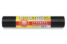 Мешки для мусора 180л (90*110*27мкм) Ромашка (10 шт/рул 20рул/кор)черный, рул, ВР-0086Б