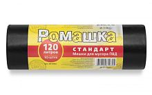 Мешки для мусора 120л Стандарт(68*105*27мкм)Ромашка (10шт/рул17рул/кор)черный ВР-0065Б								