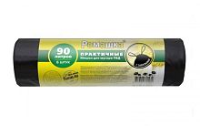 Мешки для мусора 90л ПРАКТИЧНЫЕ (75*85*45мкн)Ромашка(6шт/рул 15рул/кор)черный ЗВП-90/6/15/Ч					