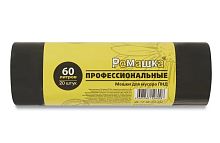 Мешки для мусора 60л ПРОФЕССИО (58*68*10мкн)Ромашка(30шт/р20р/кор),сложение-звезда, черн ПФ-60/30/20